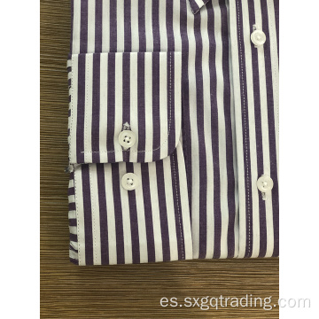 Camisa de rayas de bordado teñido hilo de cuello alto masculino